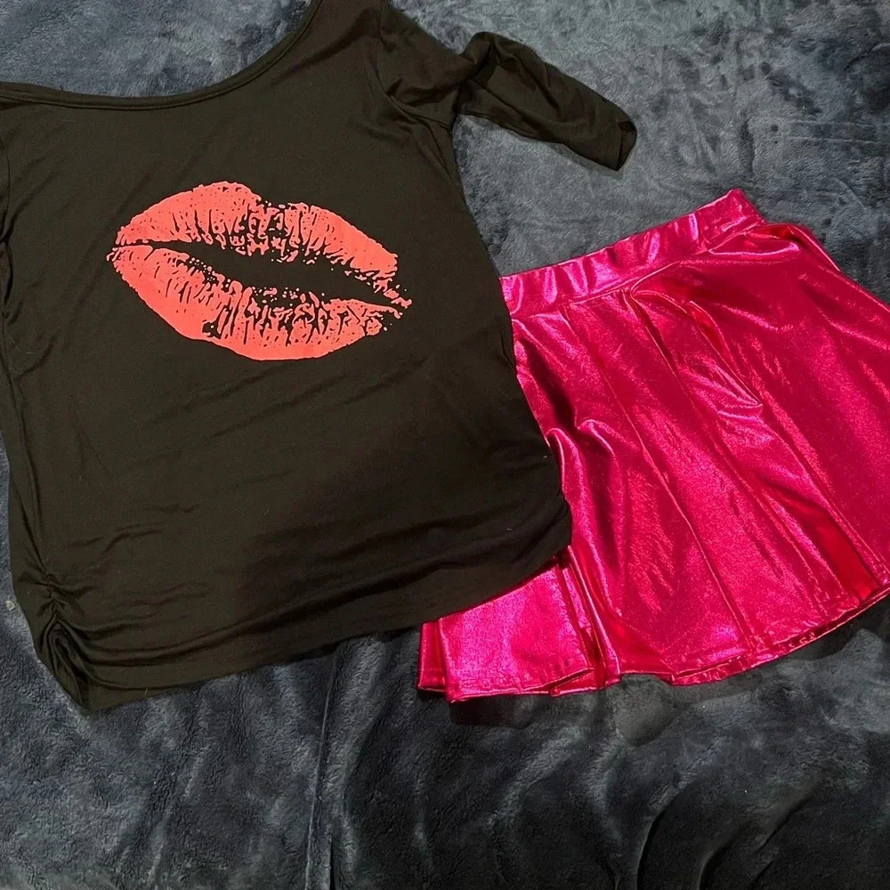80s off the shoulder top and skirt both size small
